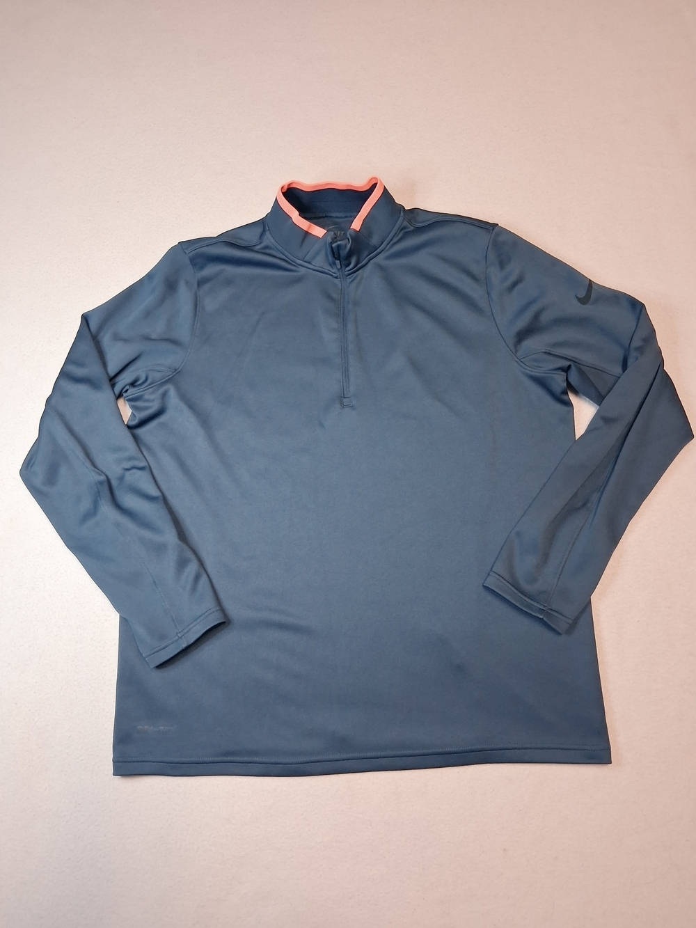 Nike Women's Long Sleeve Quarter-Zip Top - Slate Blue with Pink Trim
